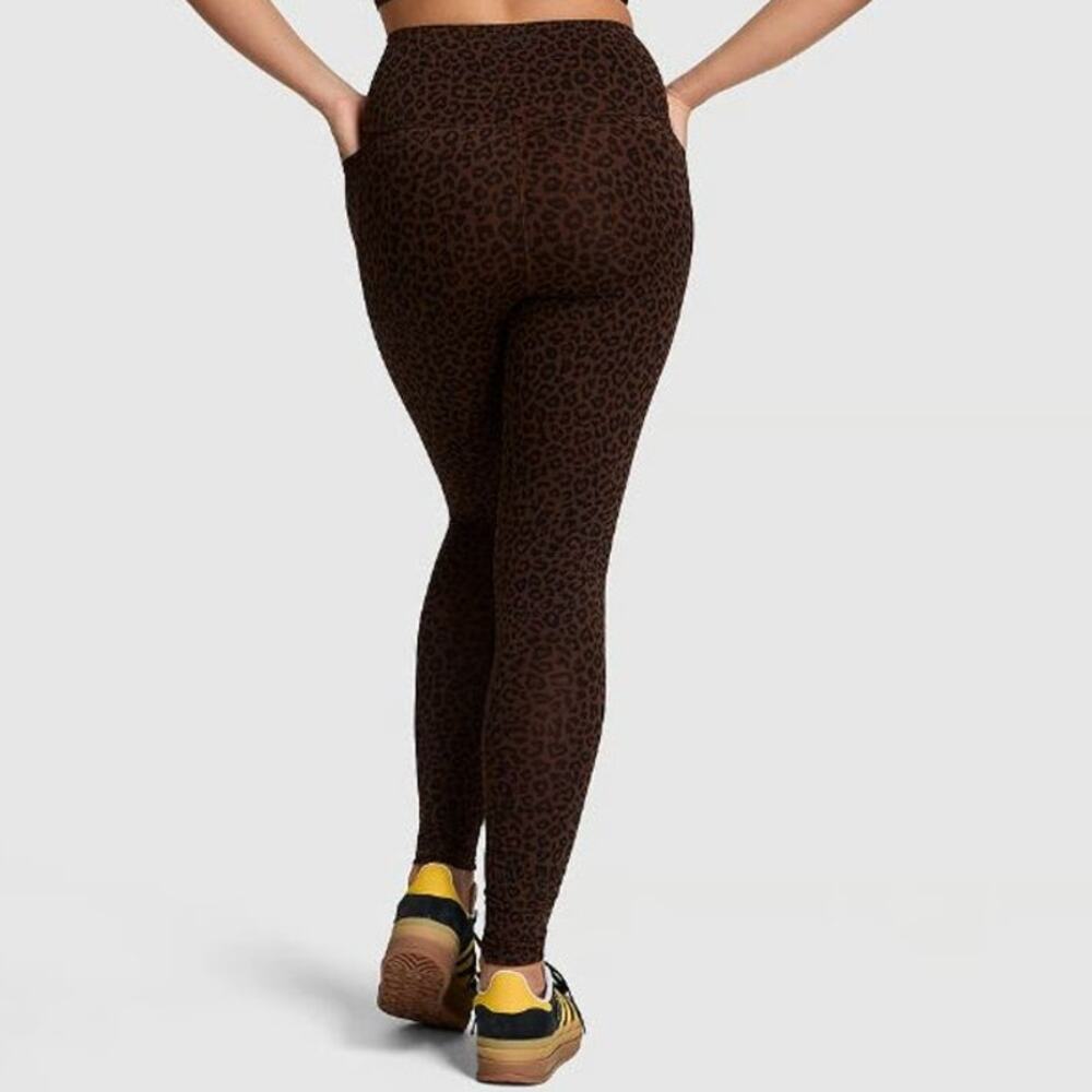 VS PINK Brown Leopard Cheetah Relay Leggings | Medium Long NWT 31" Inseam